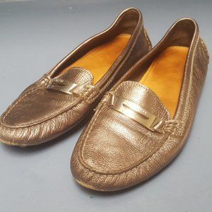 SOLD Nola Warm Pewter Leather Nubbed Driving Shoes